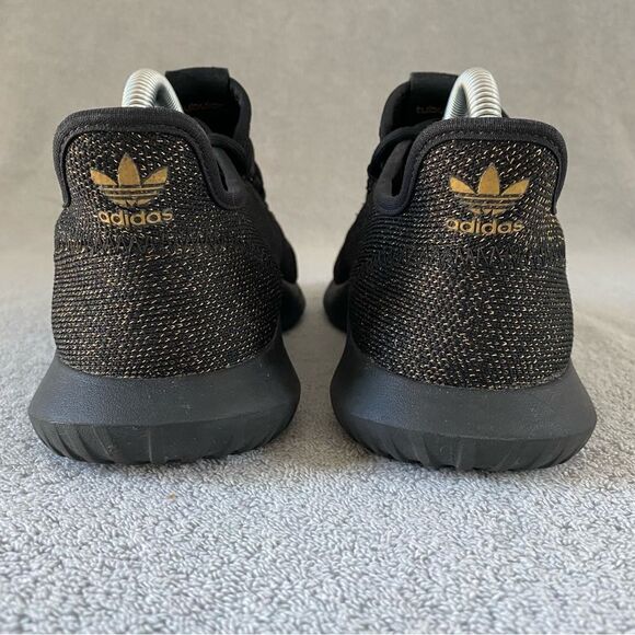 Adidas Mens 6.5 Womens 7.5 Tubular Running Shoes AC8424 Shadow Black Gold - Picture 4 of 7